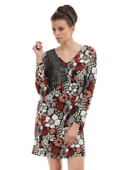 The Vanca Women Red &amp; Black Printed Dress