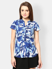 The Vanca Women Blue Camo Print Top