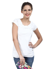 The Vanca Women White Ruffle Top