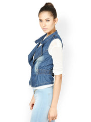 The Vanca Women Blue Denim Waistcoat