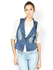 The Vanca Women Blue Denim Waistcoat