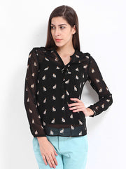 Tokyo Talkies Women Black Printed Top