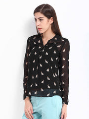 Tokyo Talkies Women Black Printed Top