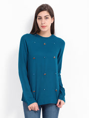 Tokyo Talkies Women Teal Blue Top
