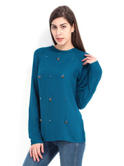 Tokyo Talkies Women Teal Blue Top