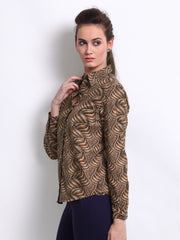 Tokyo Talkies Women Brown &amp; Orange Printed Shirt