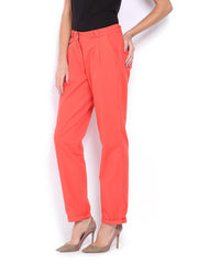 Tokyo Talkies Women Coral Red Trousers