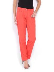Tokyo Talkies Women Coral Red Trousers
