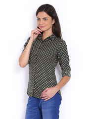 Tokyo Talkies Women Green Printed Shirt