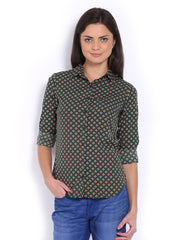 Tokyo Talkies Women Green Printed Shirt