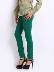 Tokyo Talkies Women Green Printed Veronica Slim Fit Jeans