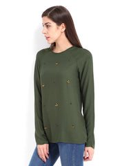 Tokyo Talkies Women Olive Green Top
