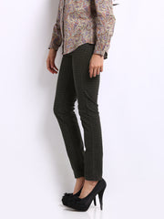 Tokyo Talkies Women Olive Green Printed Veronica Slim Fit Jeans