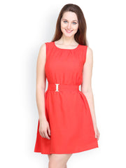 Tops and Tunics Coral Red Fit &amp; Flare Dress