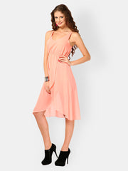 Tops and Tunics Peach Coloured Hi-Low Dress