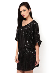 Tops and Tunics Black Sequinned Shift Dress