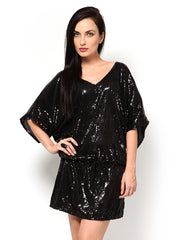 Tops and Tunics Black Sequinned Shift Dress