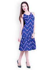 Trend 18 Blue Printed A-line Dress