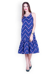 Trend 18 Blue Printed A-line Dress