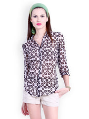 Trend 18 Women Black &amp; White Printed Shirt