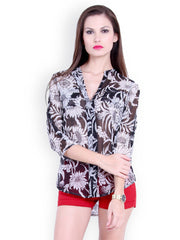 Trend 18 Women Black &amp; White Printed Shirt