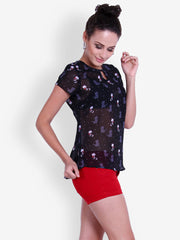 Trend 18 Women Black Printed Top