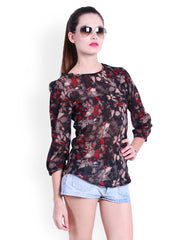 Trend 18 Women Multicoloured Sheer Printed Top