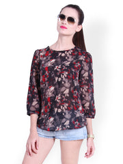 Trend 18 Women Multicoloured Sheer Printed Top