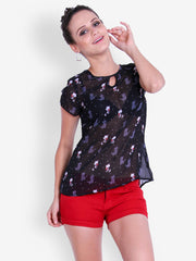 Trend 18 Women Black Printed Top