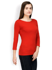 TshirtCompany Women Red Slim Fit Top