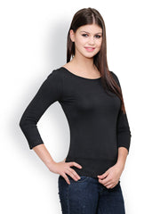 TshirtCompany Women Black Slim Fit Top