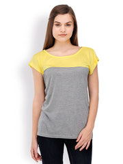 TshirtCompany Women Grey &amp; Yellow Top