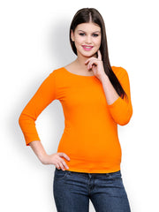 TshirtCompany Women Orange Slim Fit Top