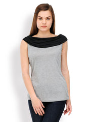 TshirtCompany Women Black &amp; Grey Top