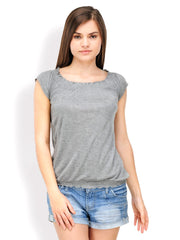 TshirtCompany Women Grey Melange Smocked Top