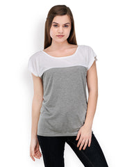 TshirtCompany Women Grey &amp; White Top