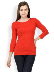 TshirtCompany Women Red Slim Fit Top