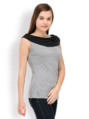TshirtCompany Women Black &amp; Grey Top