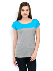 TshirtCompany Women Blue &amp; Grey T-shirt