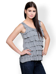 TshirtCompany Women Grey Ruffled Top