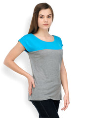 TshirtCompany Women Blue &amp; Grey T-shirt
