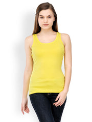 TshirtCompany Women Yellow Slim Fit Tank Top