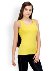 TshirtCompany Women Yellow Slim Fit Tank Top