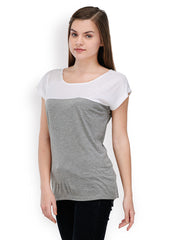 TshirtCompany Women Grey &amp; White Top