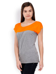 TshirtCompany Women Grey &amp; Orange Top