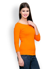 TshirtCompany Women Orange Slim Fit Top
