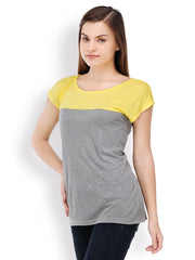 TshirtCompany Women Grey &amp; Yellow Top