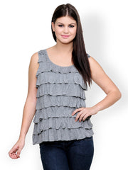 TshirtCompany Women Grey Ruffled Top
