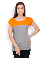 TshirtCompany Women Grey &amp; Orange Top