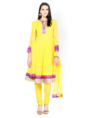 Tulsattva Women Yellow Anarkali Salwar Kurta with Dupatta